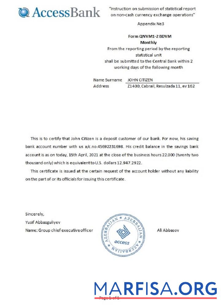 Downloadable Azerbaijan Access reference template